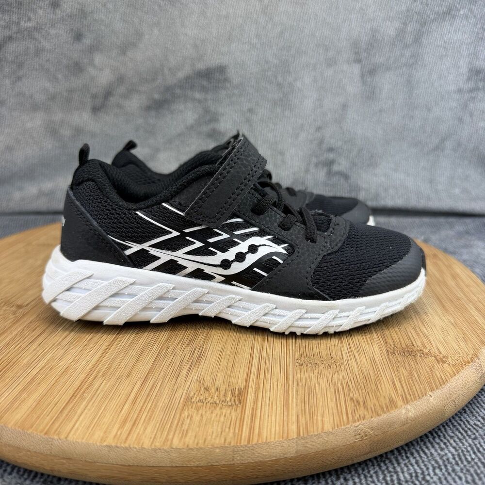Saucony Running Shoes Boys Size 11 Black White Hook & Loop Sneakers SK265588